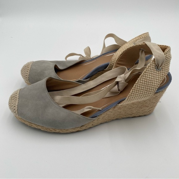Vionic Maris Ankle Strap Tie Up Suede‎ Crochet Espadrille Wedges Sandals Size 11 - Picture 7 of 9